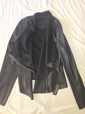 Blank NYC Black Faux Leather Waterfall Jacket